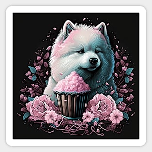 Samoyed Cupcake Sticker